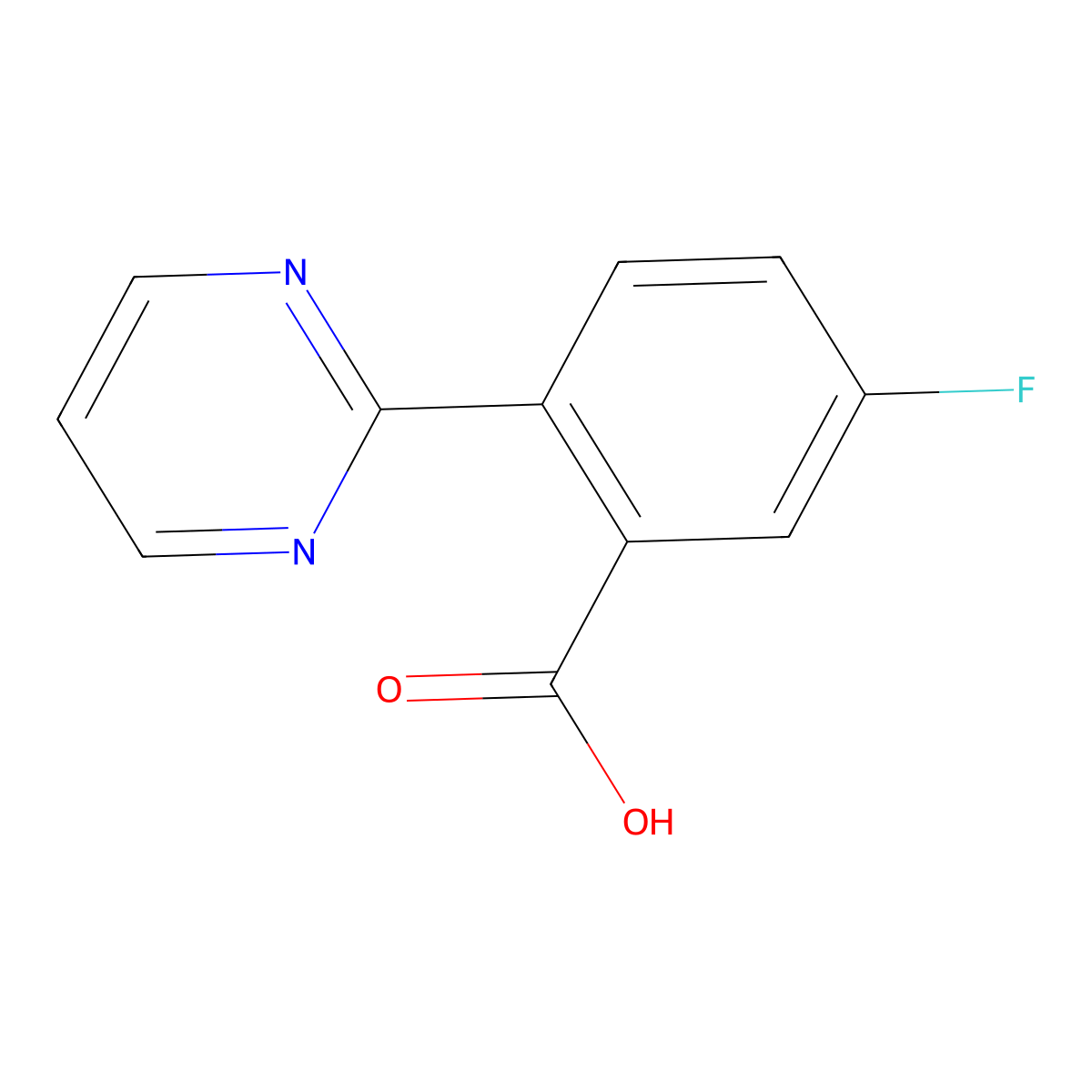 5-Fluoro-2-(pyrimidin-2-yl)benzoic acid molecular structure, CAS 1293284-57-7