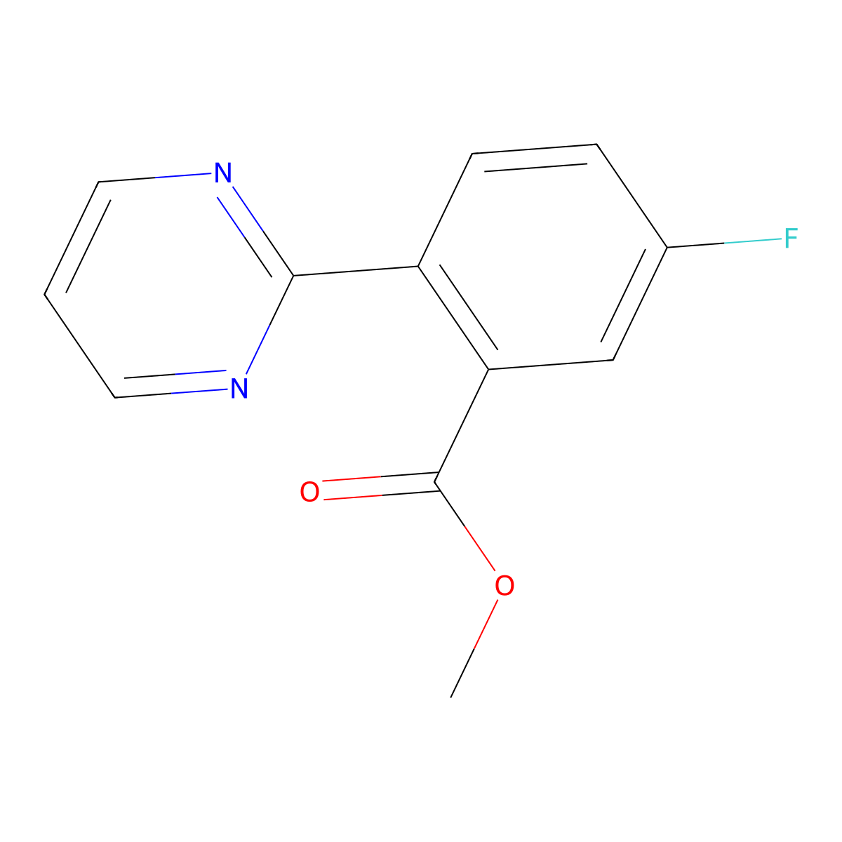 Methyl 5-fluoro-2-(pyrimidin-2-yl)benzoate molecular structure, CAS 1293284-59-9