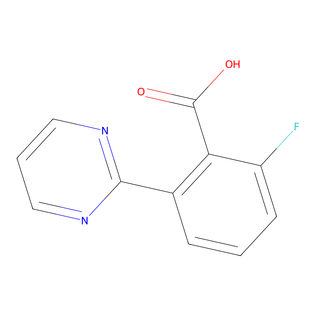 2-Fluoro-6-(2-pyrimidinyl)benzoic acid molecular structure, CAS 1293284-60-2