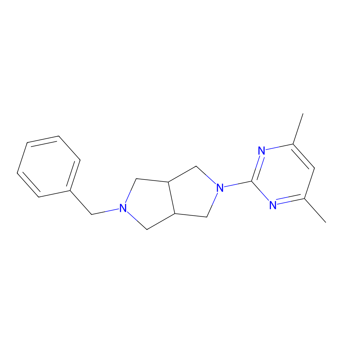 2-Benzyl-5-(4,6-dimethyl-pyrimidin-2-yl)-octahydro-pyrrolo[3,4-c]pyrrole molecular structure, CAS 1293284-73-7