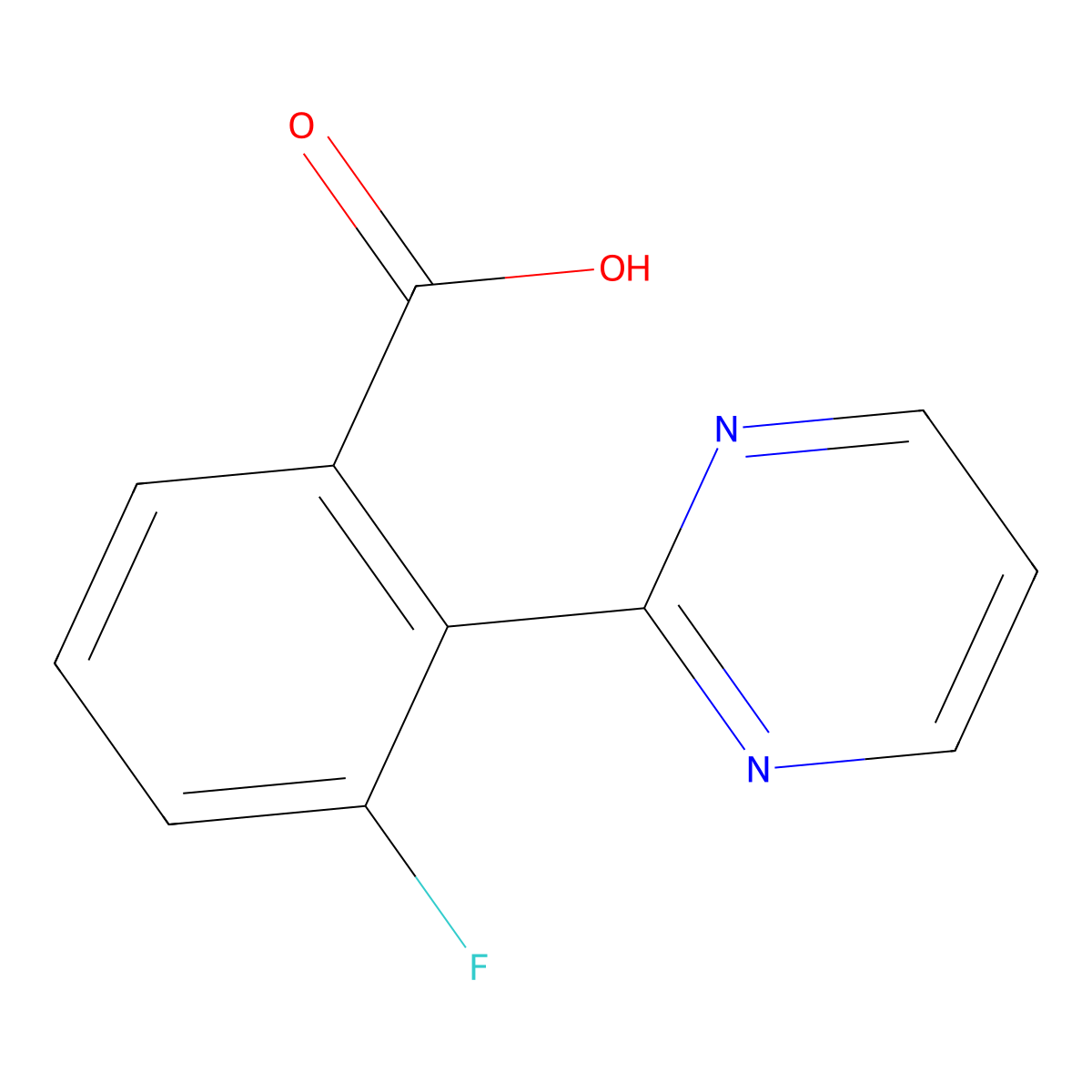 3-Fluoro-2-(pyrimidin-2-yl)benzoic acid molecular structure, CAS 1293285-04-7