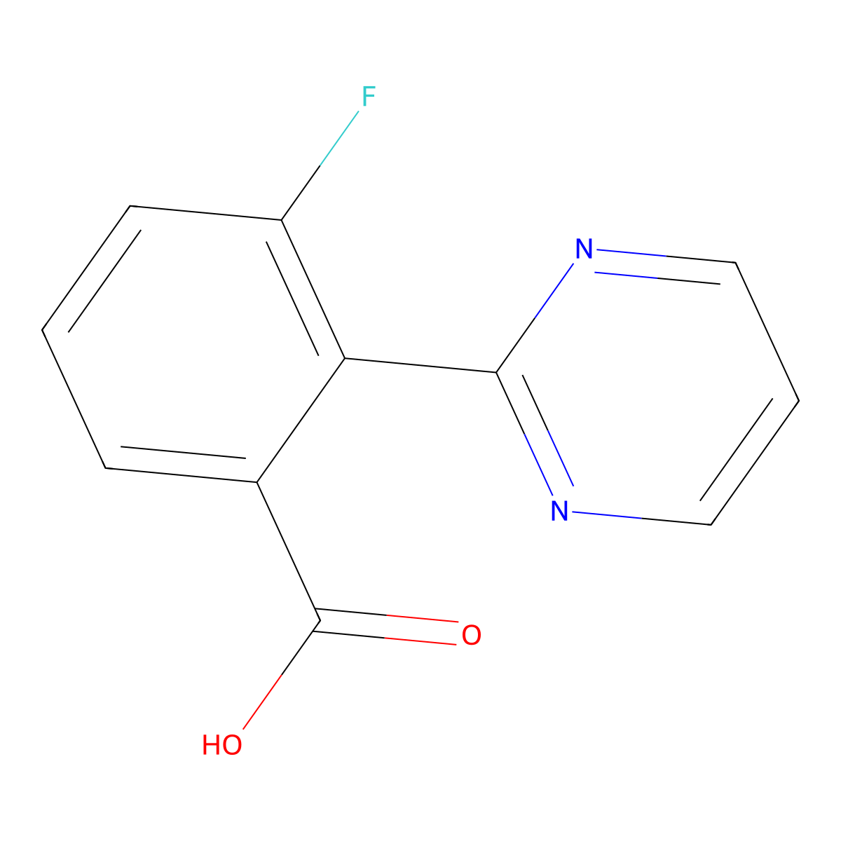 3-Fluoro-2-(pyrimidin-2-yl)benzoic acid molecular structure, CAS 1293285-04-7