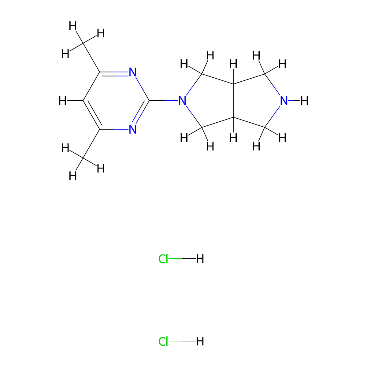 Octahydro-2-(4,6-dimethylpyrimidin-2-yl)pyrrolo[3,4-c]pyrrole dihydrochloride molecular structure, CAS 1293286-02-8