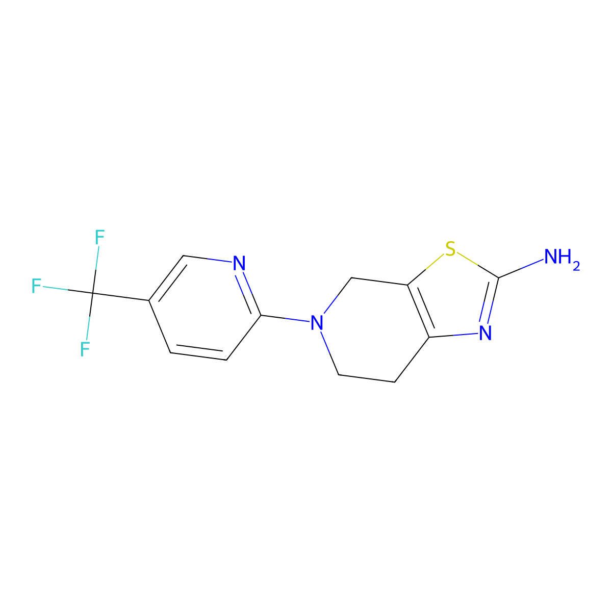 5-(5-(Trifluoromethyl)pyridin-2-yl)-4,5,6,7-tetrahydrothiazolo[5,4-c]pyridin-2-amine molecular structure, CAS 1293290-71-7