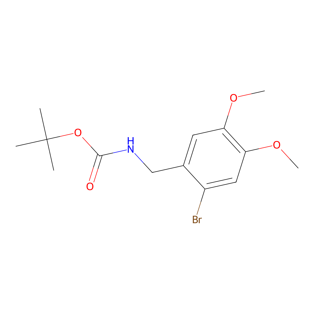 tert-butyl N-[(2-bromo-4,5-dimethoxyphenyl)methyl]carbamate molecular structure, CAS 1293324-06-7