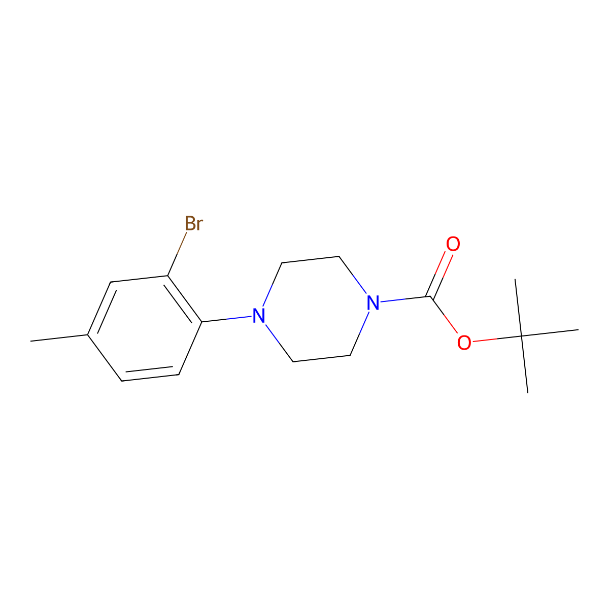 Tert-butyl 4-(2-bromo-4-methylphenyl)piperazine-1-carboxylate molecular structure, CAS 1293343-23-3