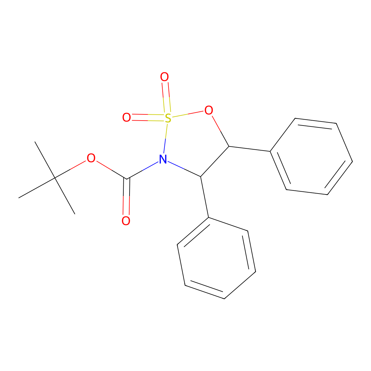 (4R,5S)-4,5-Diphenyl-1,2,3-oxathiazolidine-2,2-dioxide-3-carboxylic acid t-butyl ester molecular structure, CAS 1293372-65-2