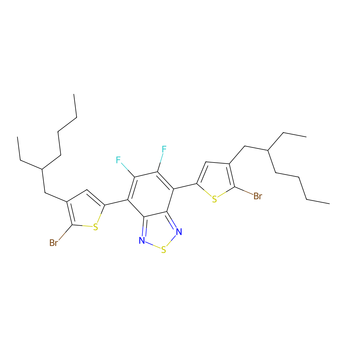 4,7-Bis(5-bromo-4-(2-ethylhexyl)thiophen-2-yl)-5,6-difluorobenzo[c][1,2,5]thiadiazole molecular structure, CAS 1293389-31-7
