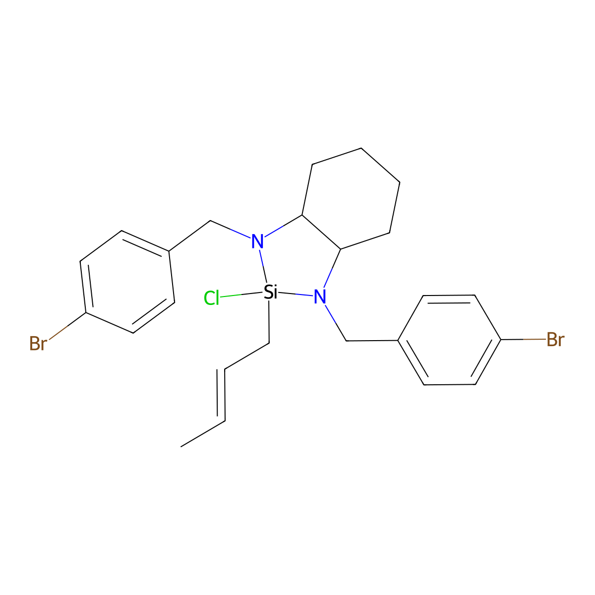 (3aS,7aS)-1,3-Bis(4-bromobenzyl)-2-((Z)-but-2-en-1-yl)-2-chlorooctahydro-1H-benzo[d][1,3,2]diazasilole molecular structure, CAS 1293393-76-6