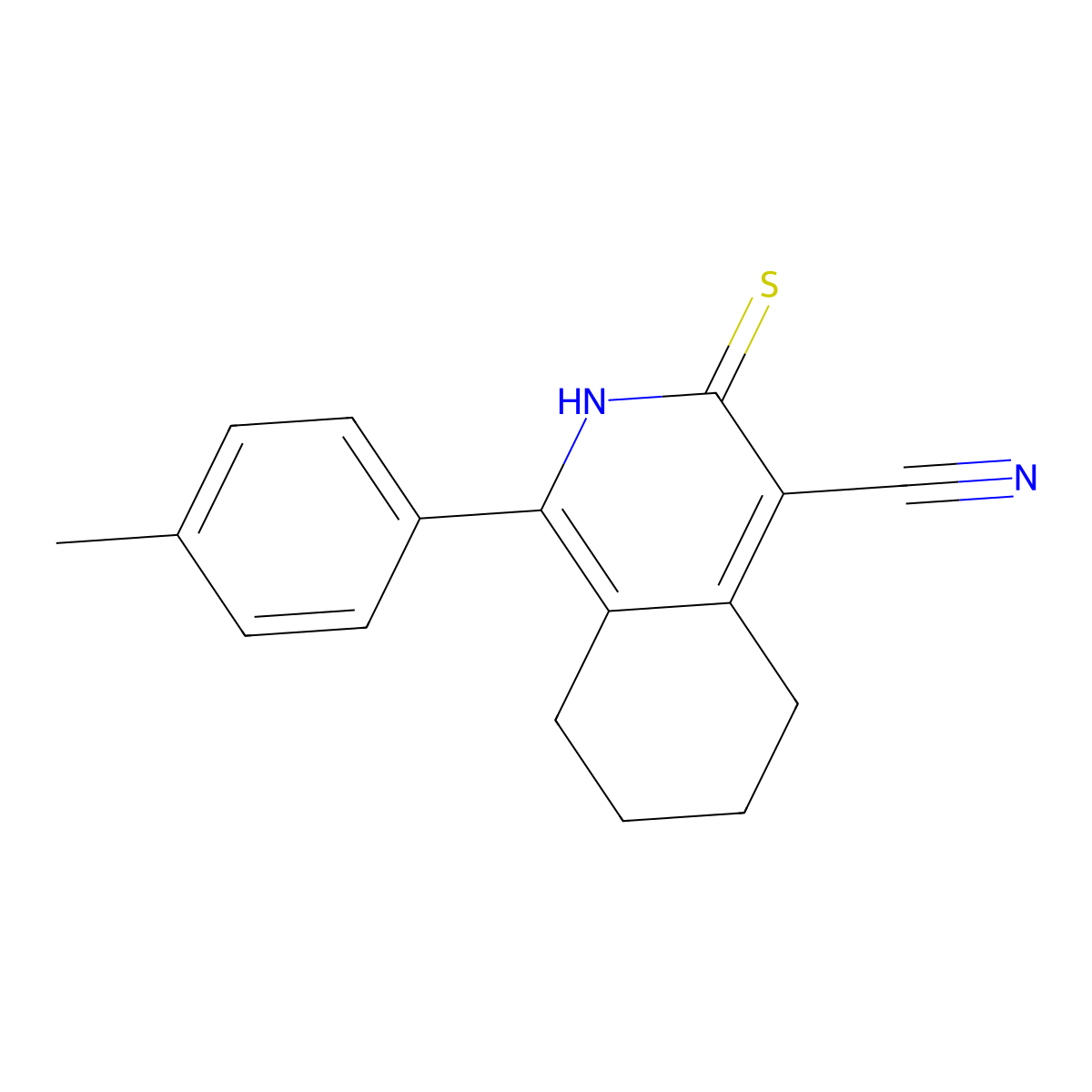 3-Mercapto-1-(4-methylphenyl)-5,6,7,8-tetrahydro-4-isoquinolinecarbonitrile molecular structure, CAS 129340-04-1