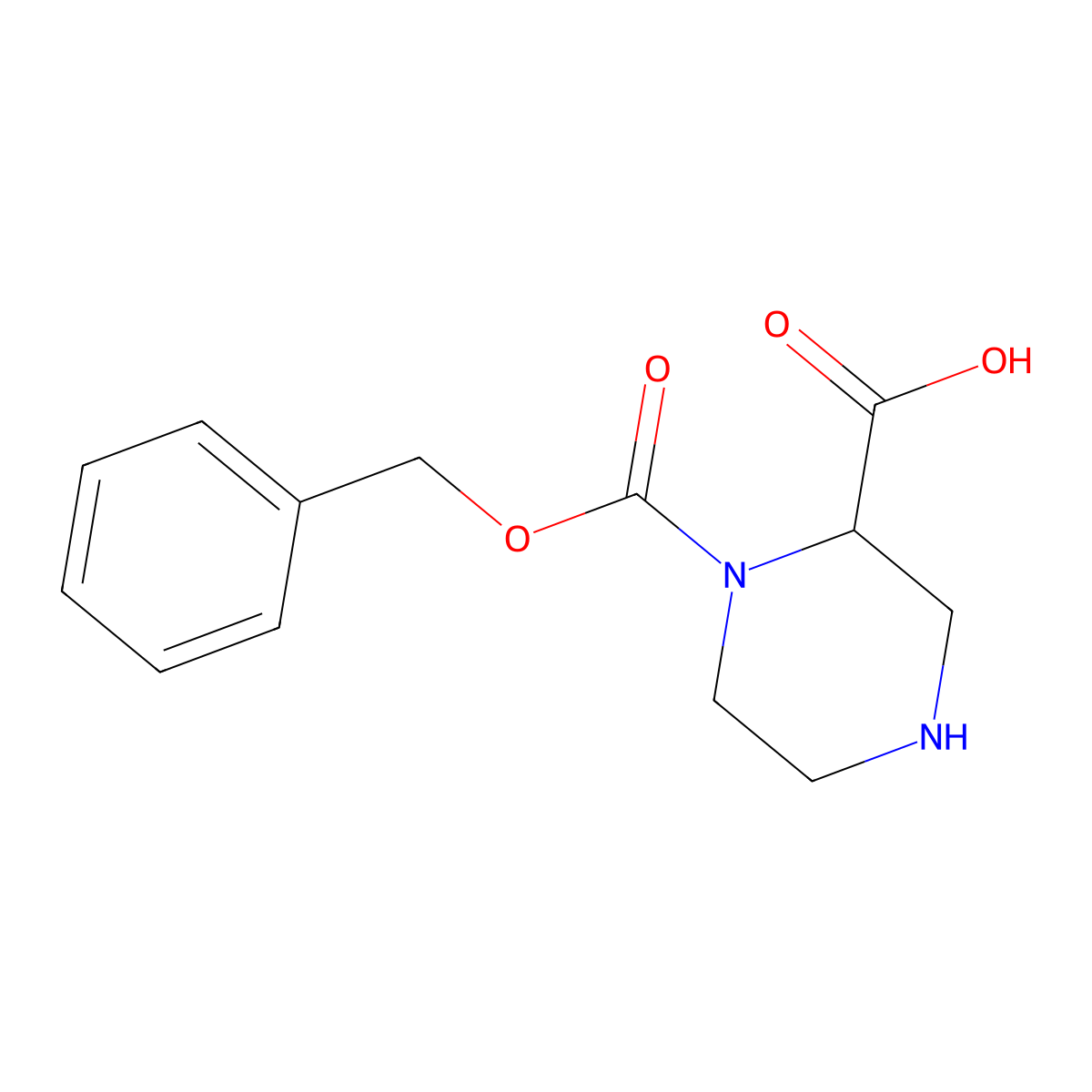 1-((Benzyloxy)carbonyl)piperazine-2-carboxylic acid molecular structure, CAS 129365-24-8