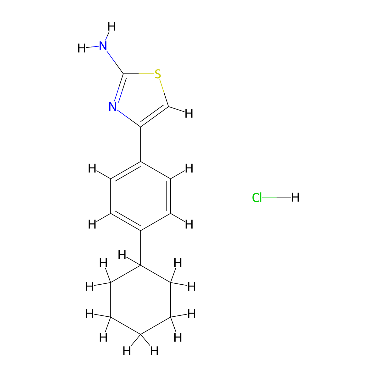 4-(4-Cyclohexylphenyl)-1,3-thiazol-2-amine hydrochloride molecular structure, CAS 129377-48-6