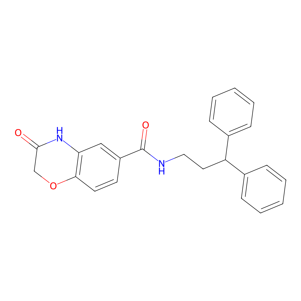 N-(3,3-diphenylpropyl)-3-oxo-3,4-dihydro-2H-1,4-benzoxazine-6-carboxamide molecular structure, CAS 1293861-24-1