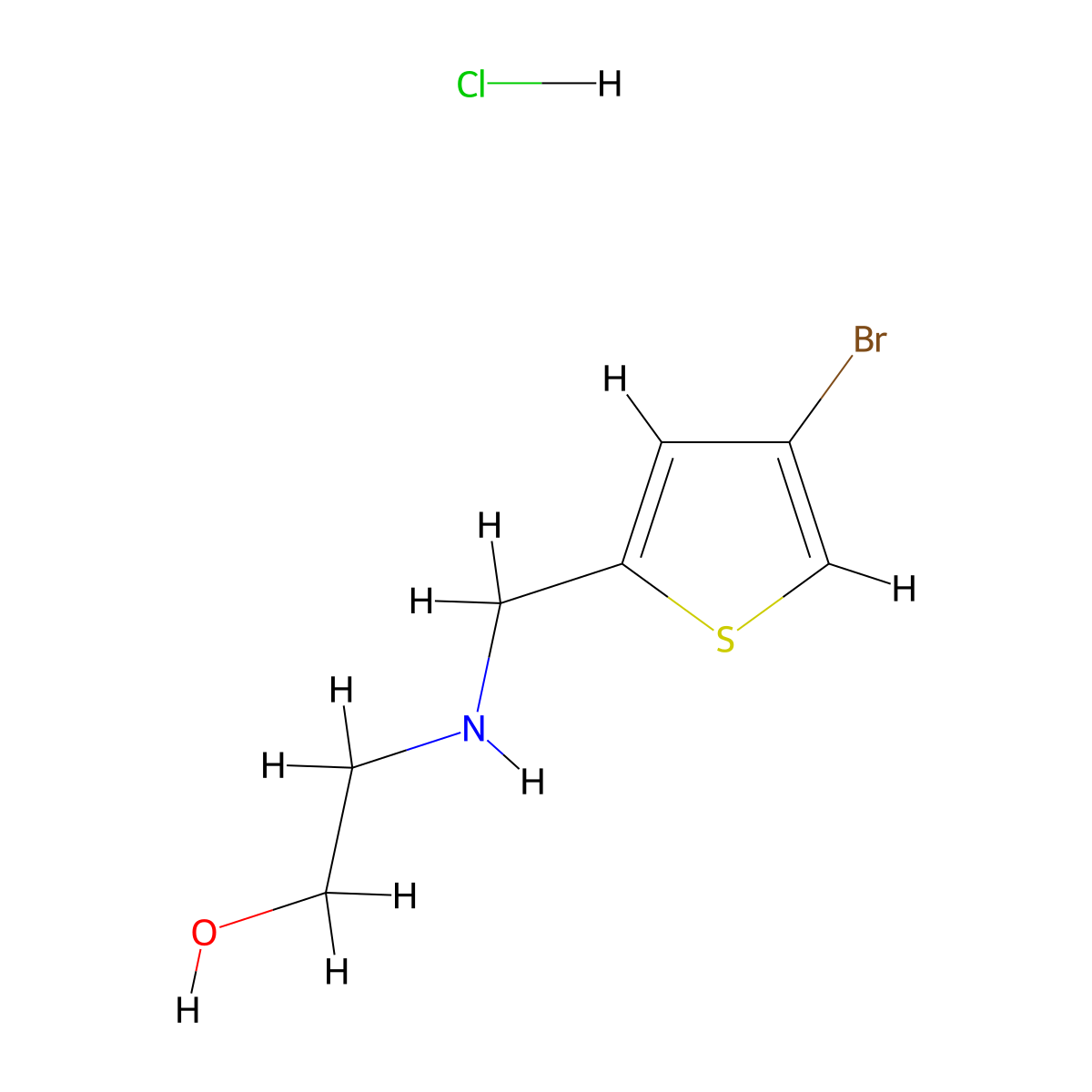 2-(((4-Bromothiophen-2-yl)methyl)amino)ethan-1-ol hydrochloride molecular structure, CAS 1293922-14-1