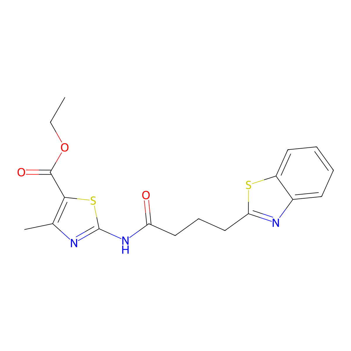Ethyl 2-{[4-(1,3-benzothiazol-2-yl)butanoyl]amino}-4-methyl-1,3-thiazole-5-carboxylate molecular structure, CAS 1293933-33-1