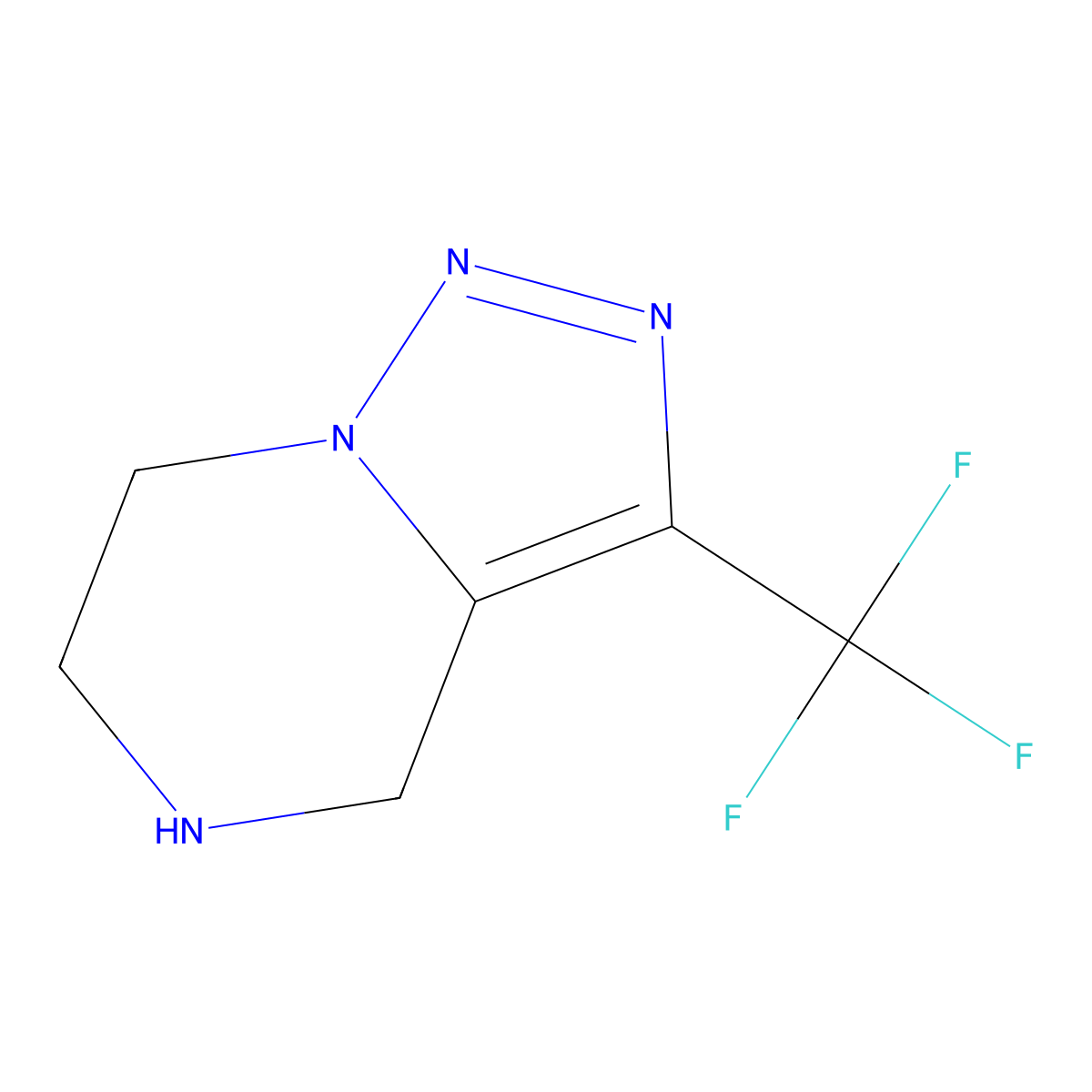 3-(trifluoromethyl)-4H,5H,6H,7H-[1,2,3]triazolo[1,5-a]pyrazine molecular structure, CAS 1293996-08-3