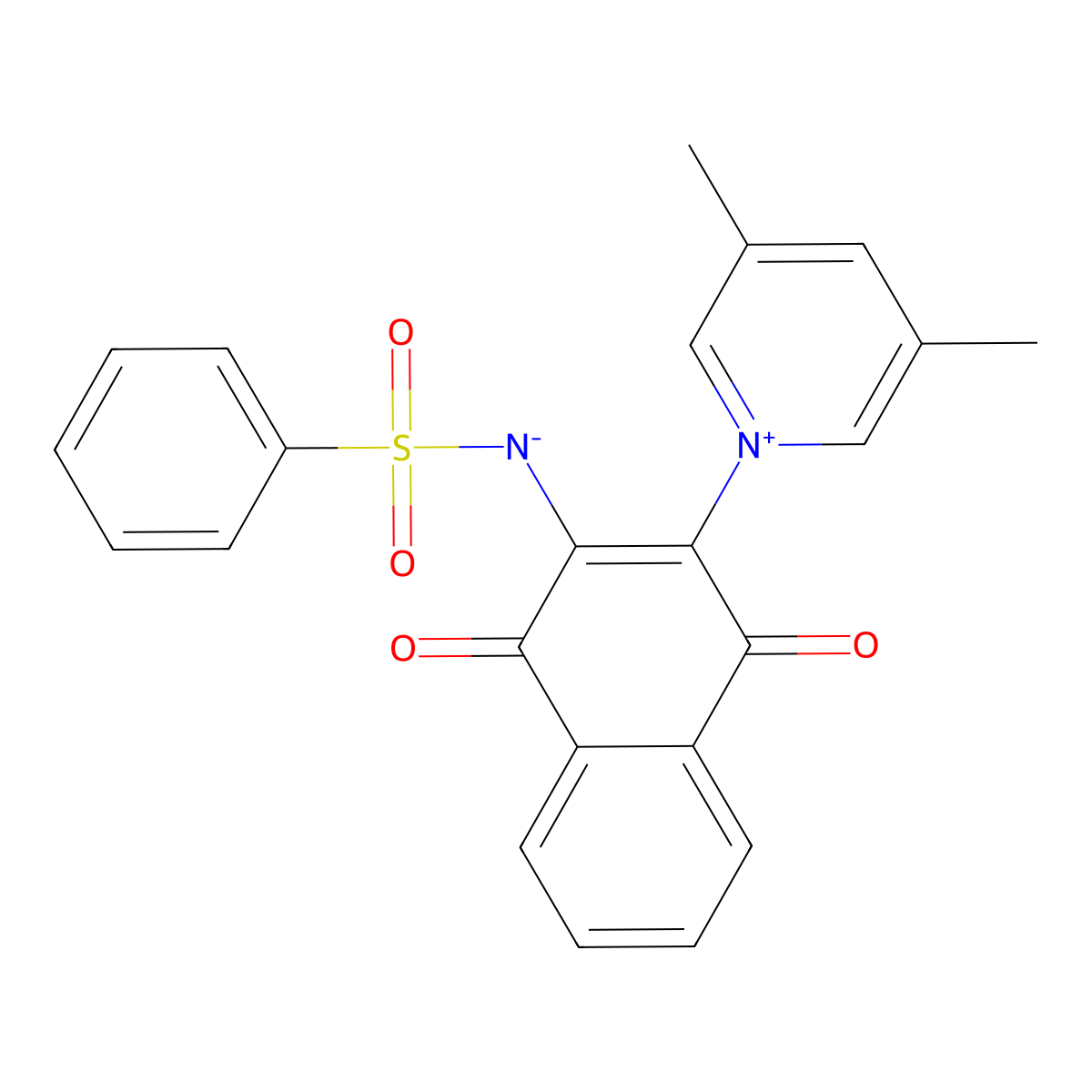 1-{3-[(Benzenesulfonyl)azanidyl]-1,4-dioxo-1,4-dihydronaphthalen-2-yl}-3,5-dimethyl-1lambda5-pyridin-1-ylium molecular structure, CAS 1294000-16-0