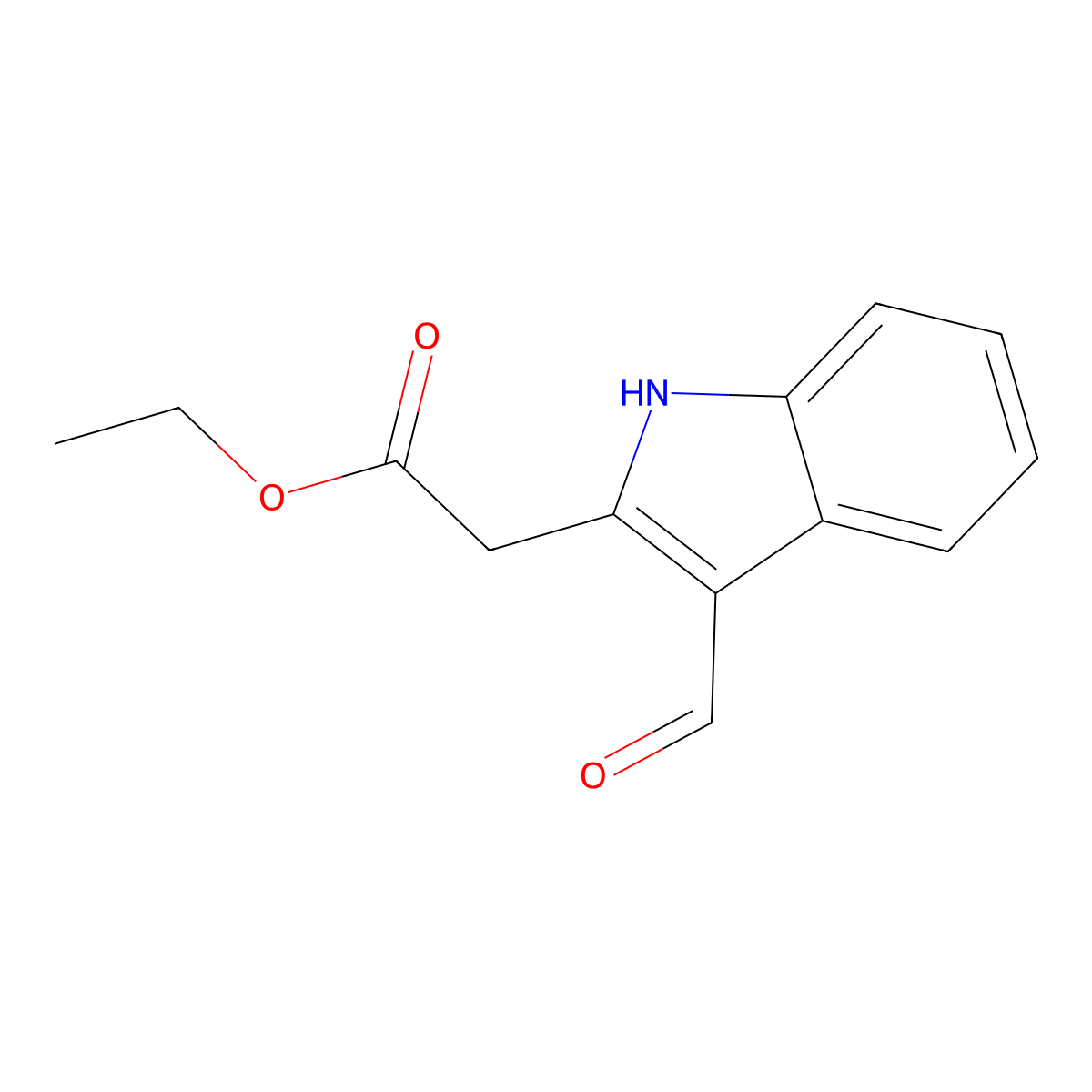 ethyl (3-formyl-1H-indol-2-yl)acetate molecular structure, CAS 129410-12-4