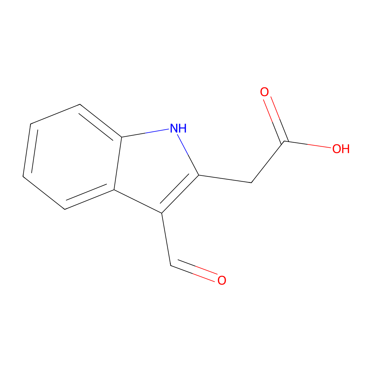 2-(3-formyl-1H-indol-2-yl)acetic acid molecular structure, CAS 129410-14-6