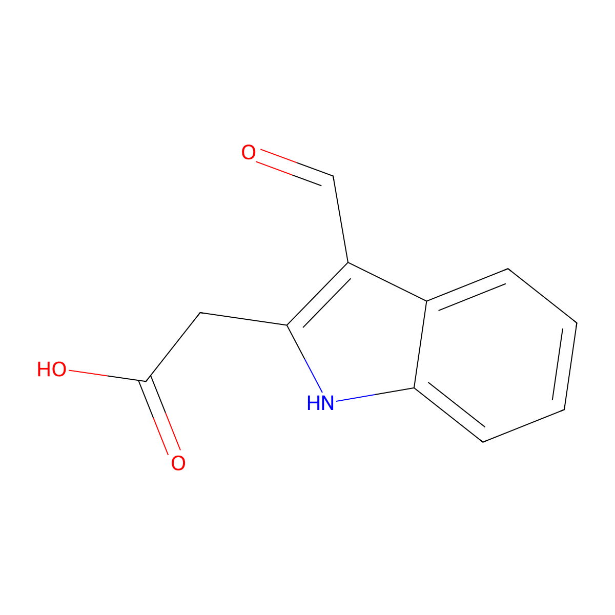 2-(3-formyl-1H-indol-2-yl)acetic acid molecular structure, CAS 129410-14-6