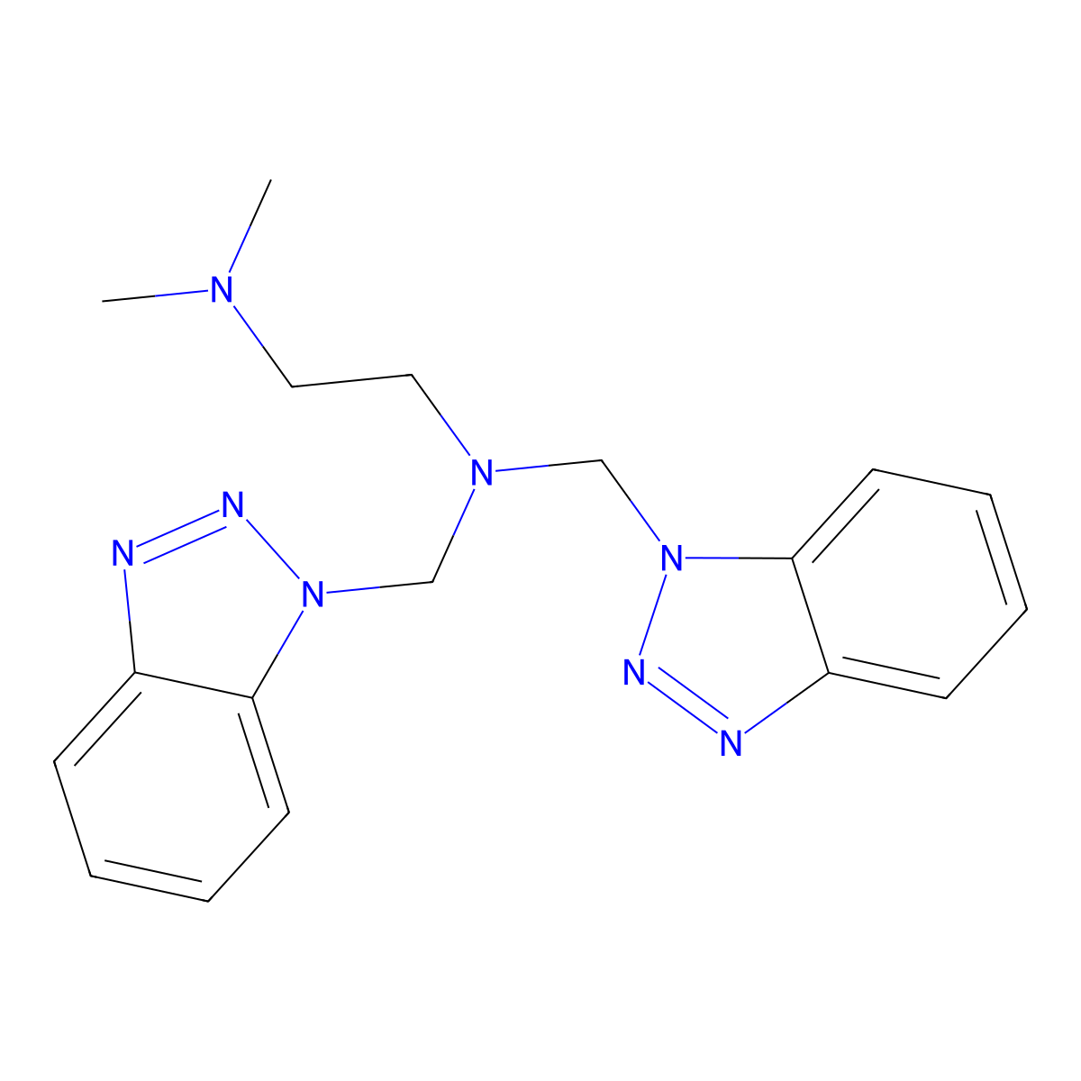 {2-[Bis(1H-1,2,3-benzotriazol-1-ylmethyl)amino]ethyl}dimethylamine molecular structure, CAS 129410-30-6