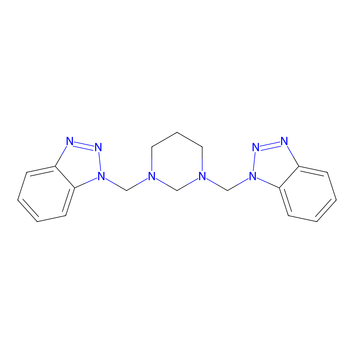 1-{[3-(1H-1,2,3-Benzotriazol-1-ylmethyl)-1,3-diazinan-1-yl]methyl}-1H-1,2,3-benzotriazole molecular structure, CAS 129410-38-4