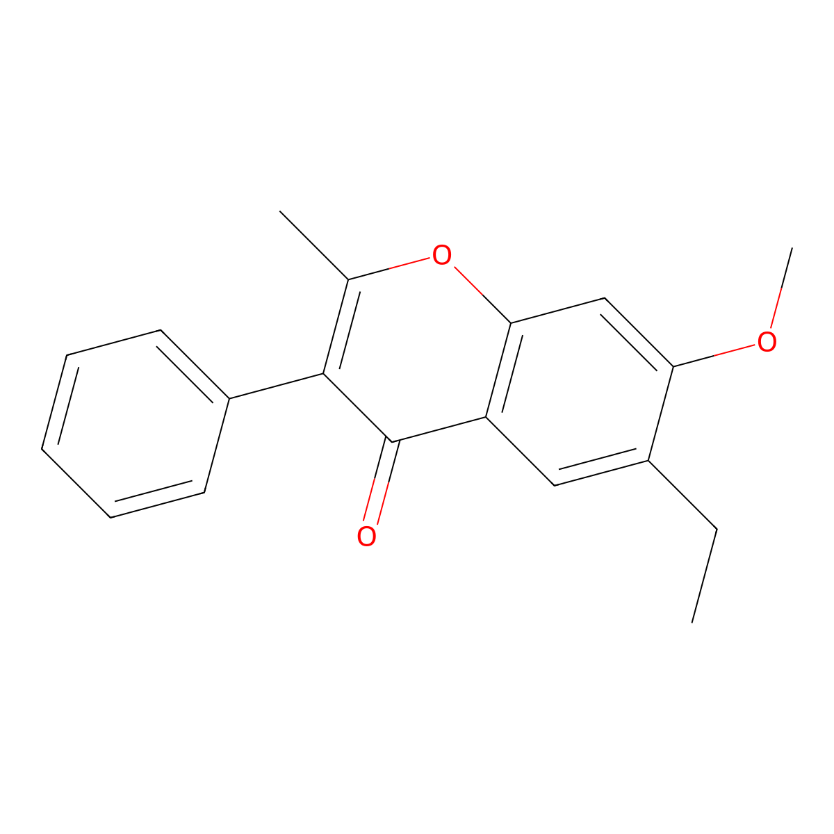 6-Ethyl-7-methoxy-2-methyl-3-phenyl-4H-chromen-4-one molecular structure, CAS 129414-72-8