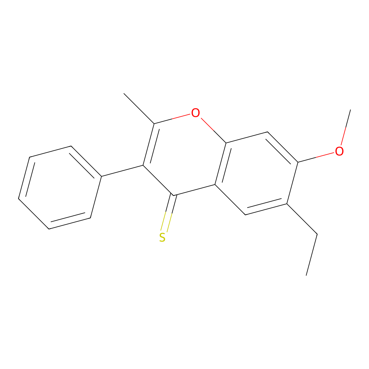 6-ethyl-7-methoxy-2-methyl-3-phenyl-4H-chromene-4-thione molecular structure, CAS 129414-79-5