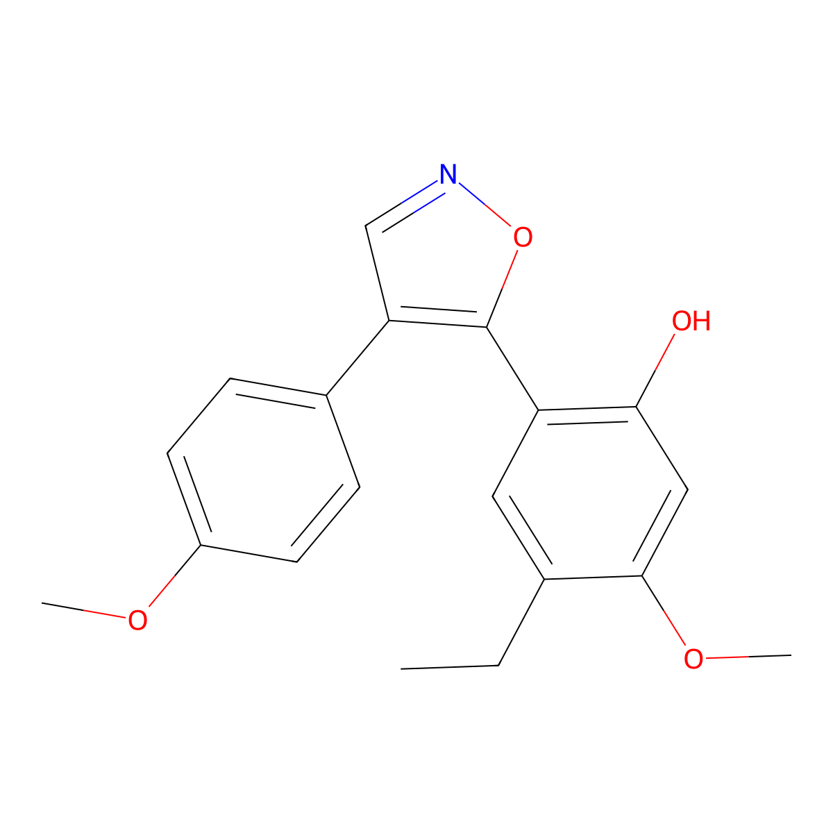 5-(5-Ethyl-2-hydroxy-4-methoxyphenyl)-4-(4-methoxyphenyl)isoxazole molecular structure, CAS 129414-88-6