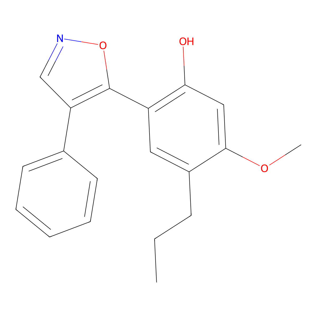 5-Methoxy-2-(4-phenyl-1,2-oxazol-5-YL)-4-propylphenol molecular structure, CAS 129414-89-7