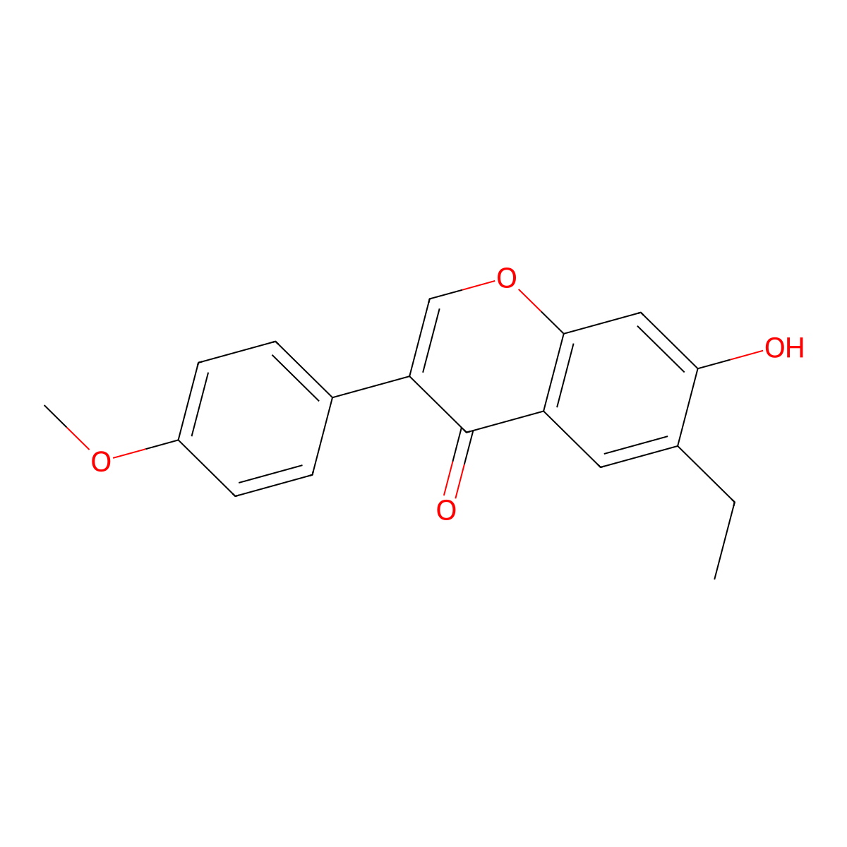 4H-1-Benzopyran-4-one, 6-ethyl-7-hydroxy-3-(4-methoxyphenyl)- molecular structure, CAS 129415-01-6