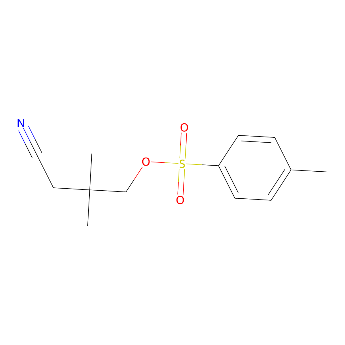 3,3-Dimethyl-4-[(4-methylbenzenesulfonyl)oxy]butanenitrile molecular structure, CAS 129415-92-5