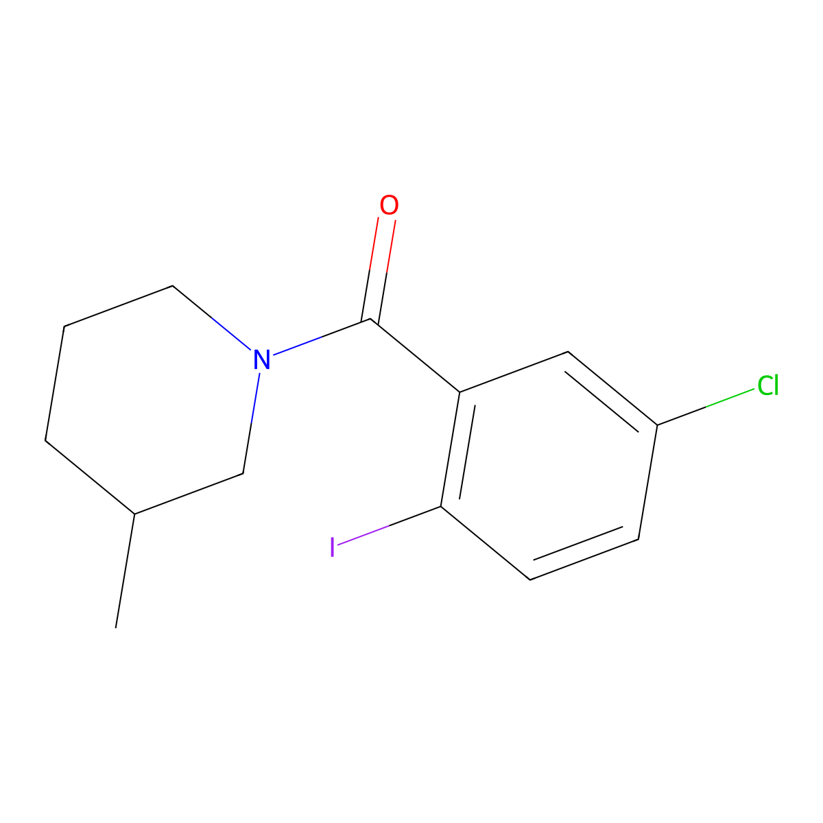(5-Chloro-2-iodophenyl)(3-methyl-1-piperidinyl)methanone molecular structure, CAS 1294156-60-7