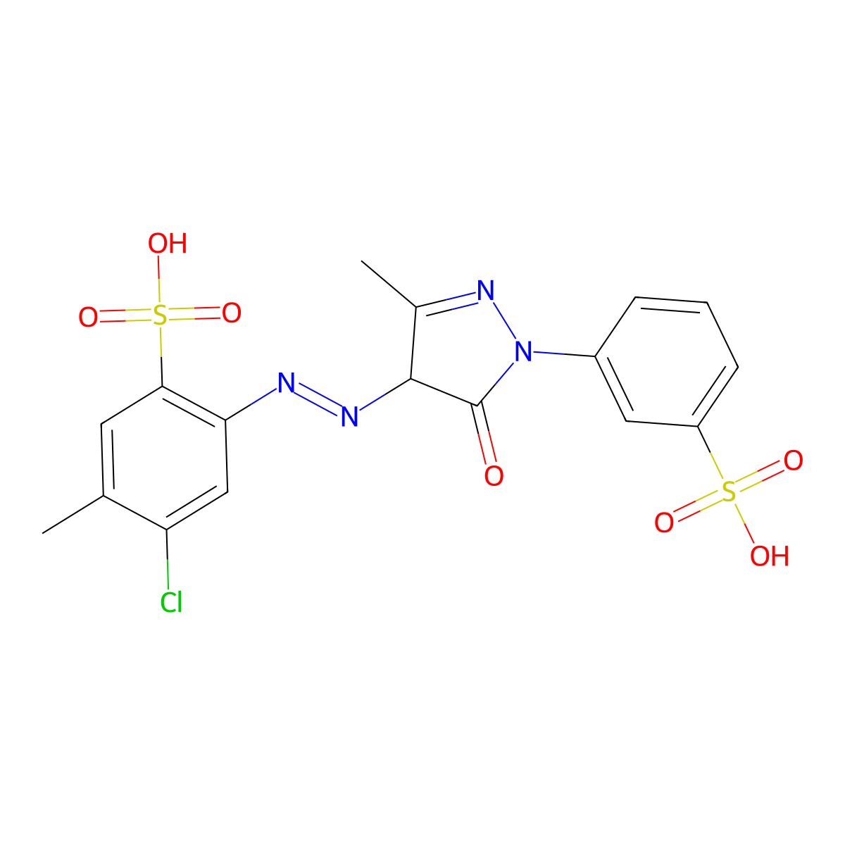 4-chloro-5-methyl-2-[[3-methyl-5-oxo-1-(3-sulfophenyl)-4H-pyrazol-4-yl]diazenyl]benzenesulfonic acid molecular structure, CAS 129423-54-7