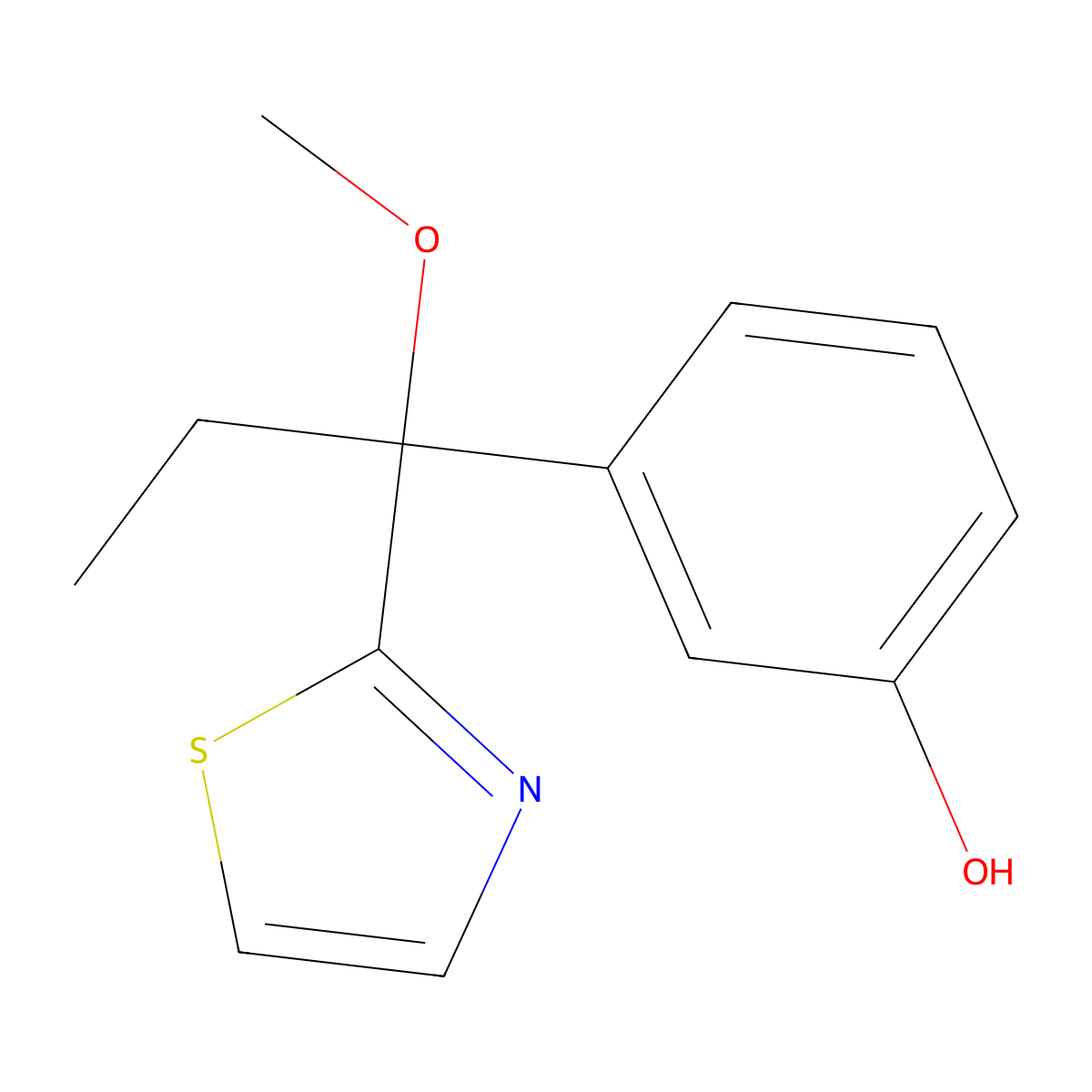 3-[1-Methoxy-1-(1,3-thiazol-2-yl)propyl]phenol molecular structure, CAS 129424-07-3