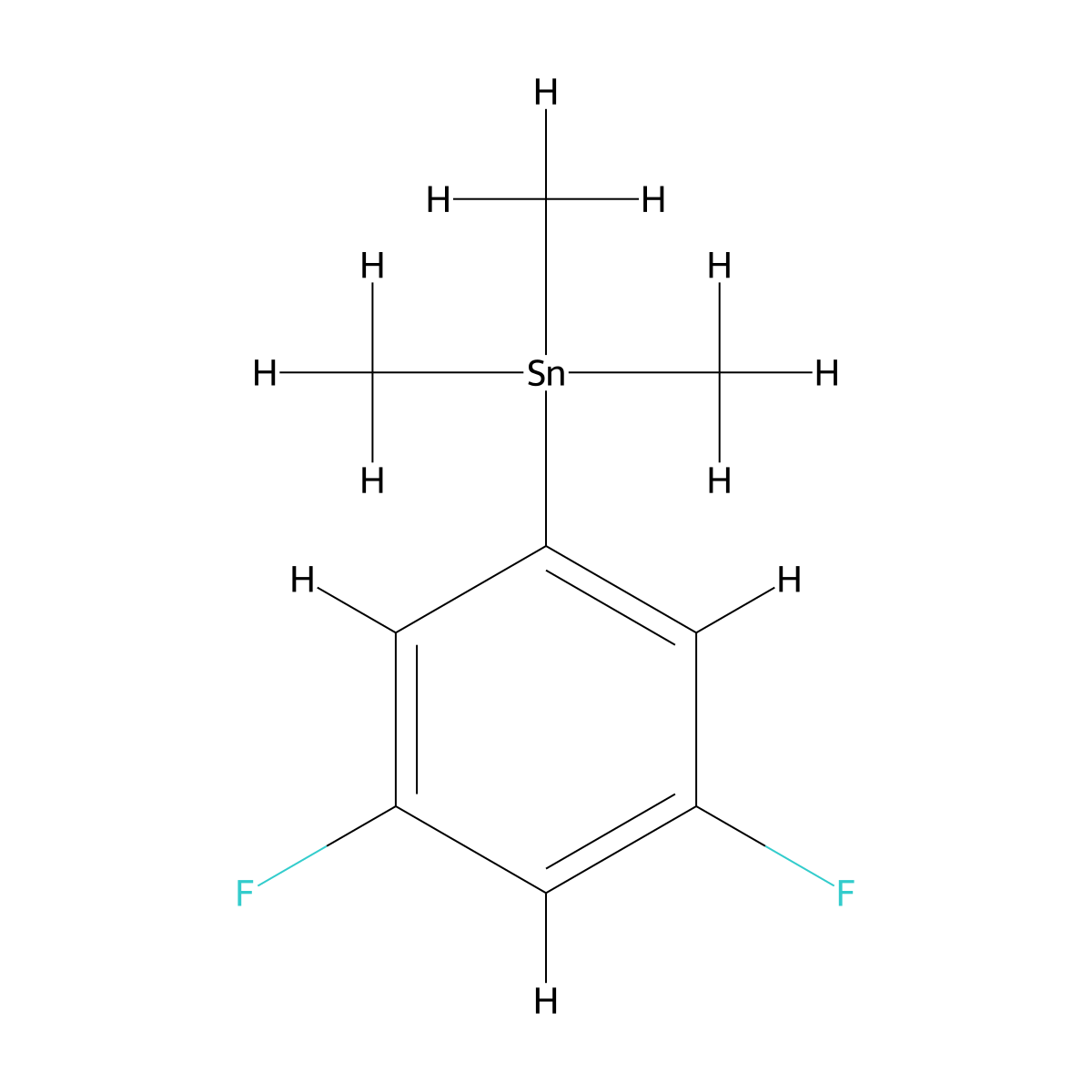 (3,5-Difluorophenyl)trimethylstannane molecular structure, CAS 129436-28-8