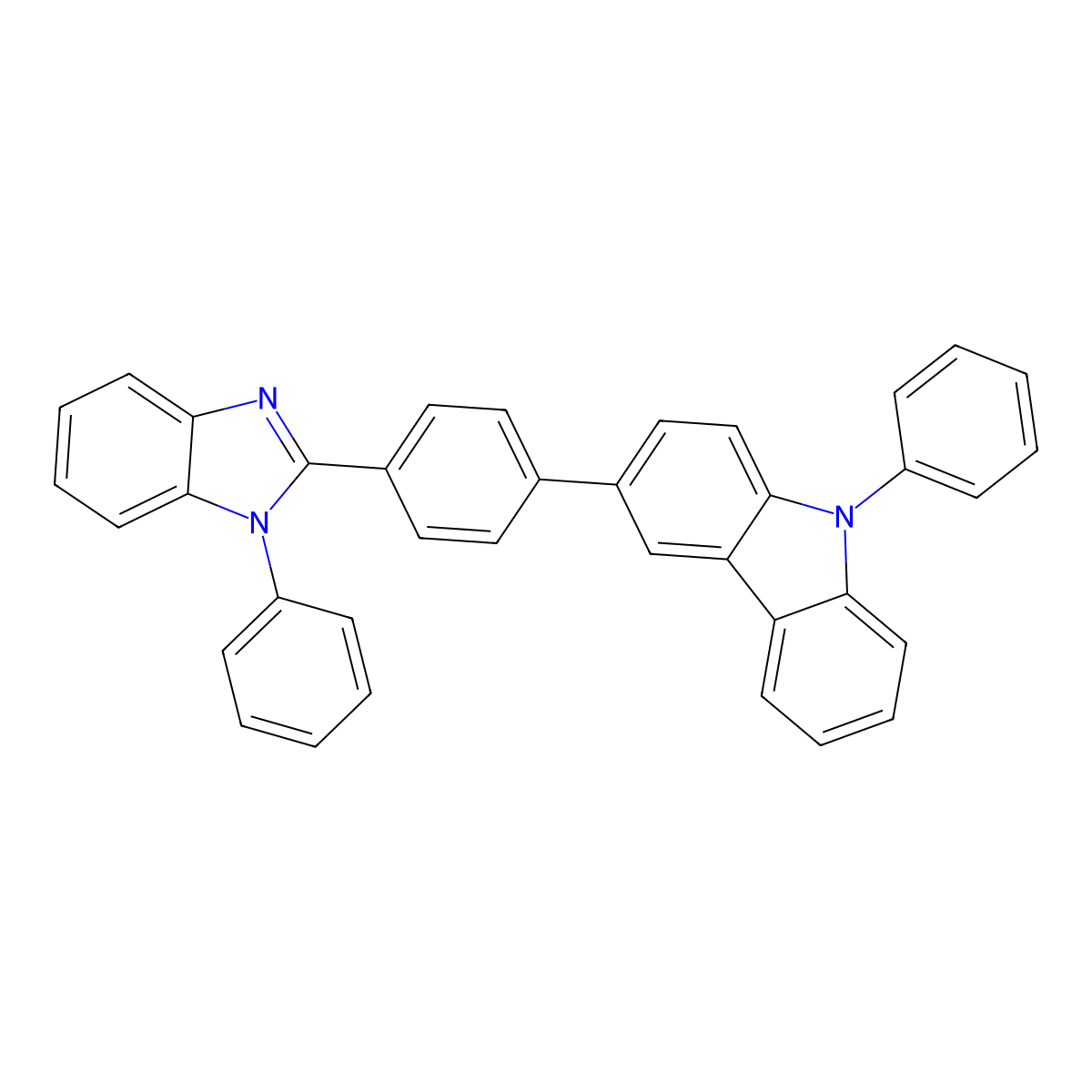 9-Phenyl-3-(4-(1-phenyl-1H-benzo[d]imidazol-2-yl)phenyl)-9H-carbazole molecular structure, CAS 1294411-24-7