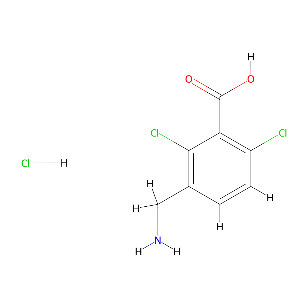 3-(Aminomethyl)-2,6-dichlorobenzoic acid hydrochloride molecular structure, CAS 1294497-37-2