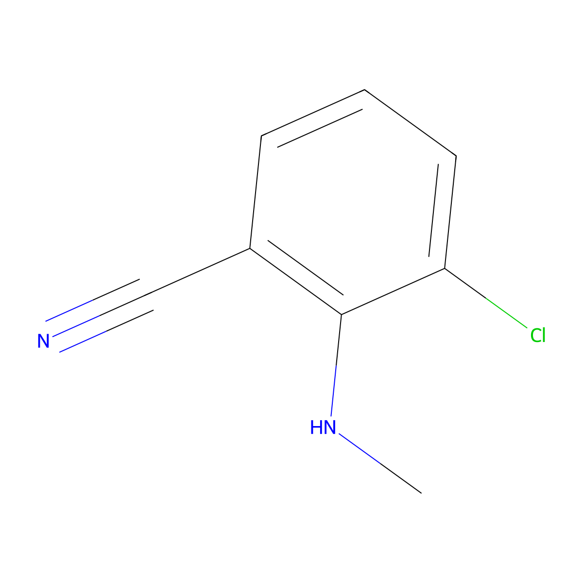 3-Chloro-2-(methylamino)benzonitrile molecular structure, CAS 1294507-95-1