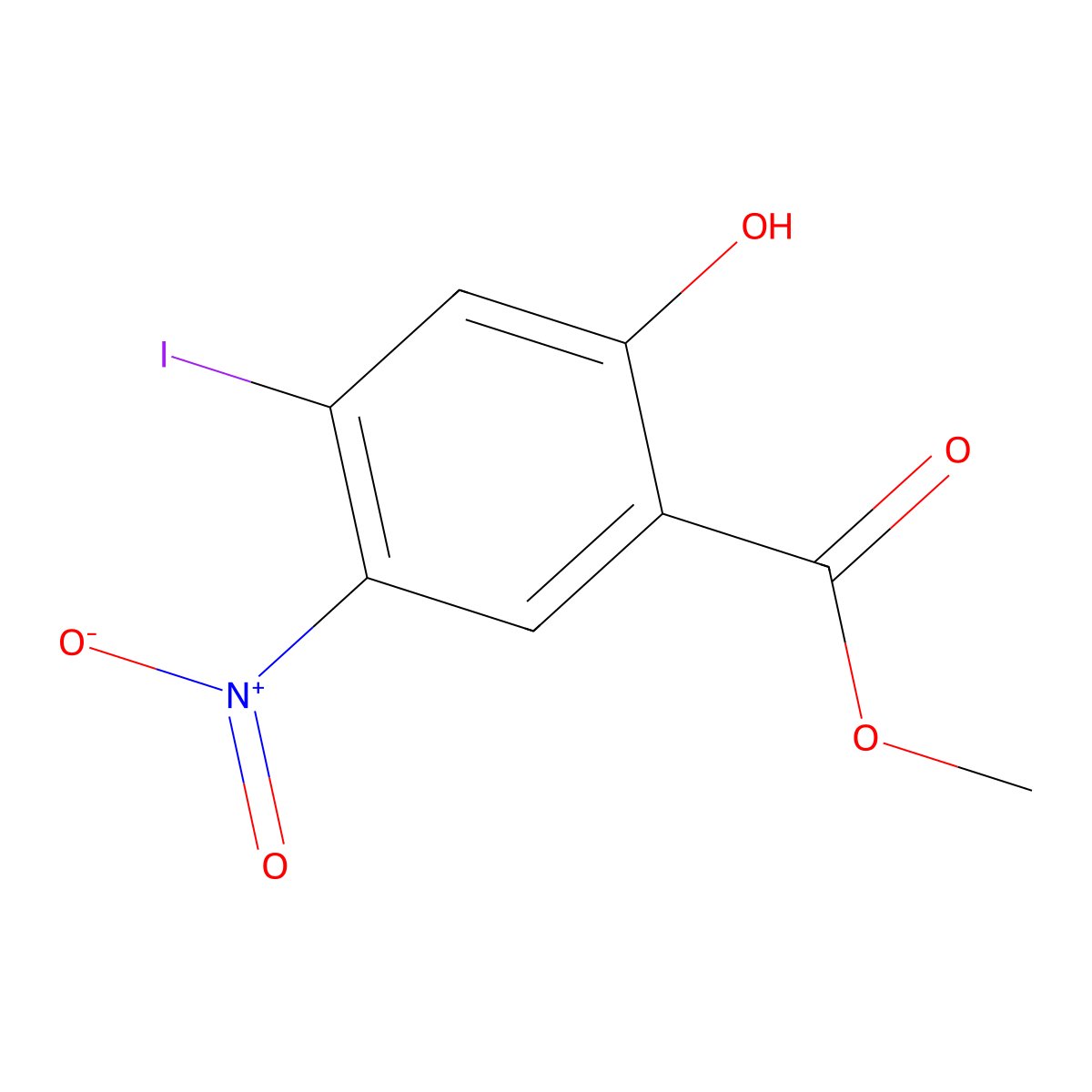 2-Hydroxy-4-iodo-5-nitro-benzoic acid methyl ester molecular structure, CAS 1294513-80-6