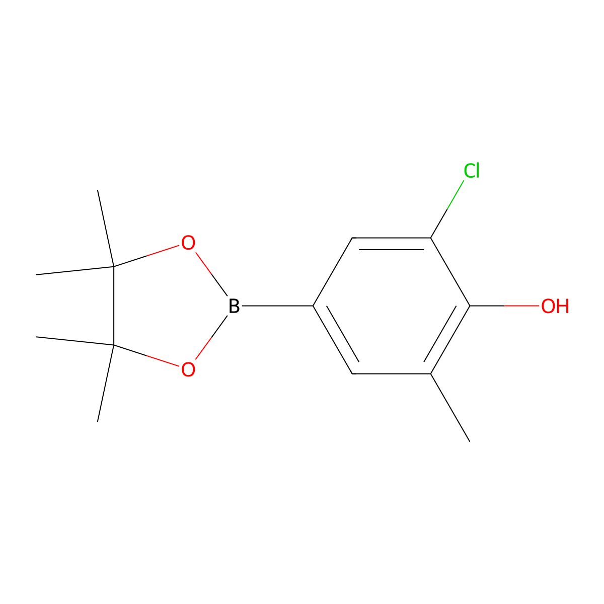 2-Chloro-6-methyl-4-(4,4,5,5-tetramethyl-1,3,2-dioxaborolan-2-yl)phenol molecular structure, CAS 1294518-25-4
