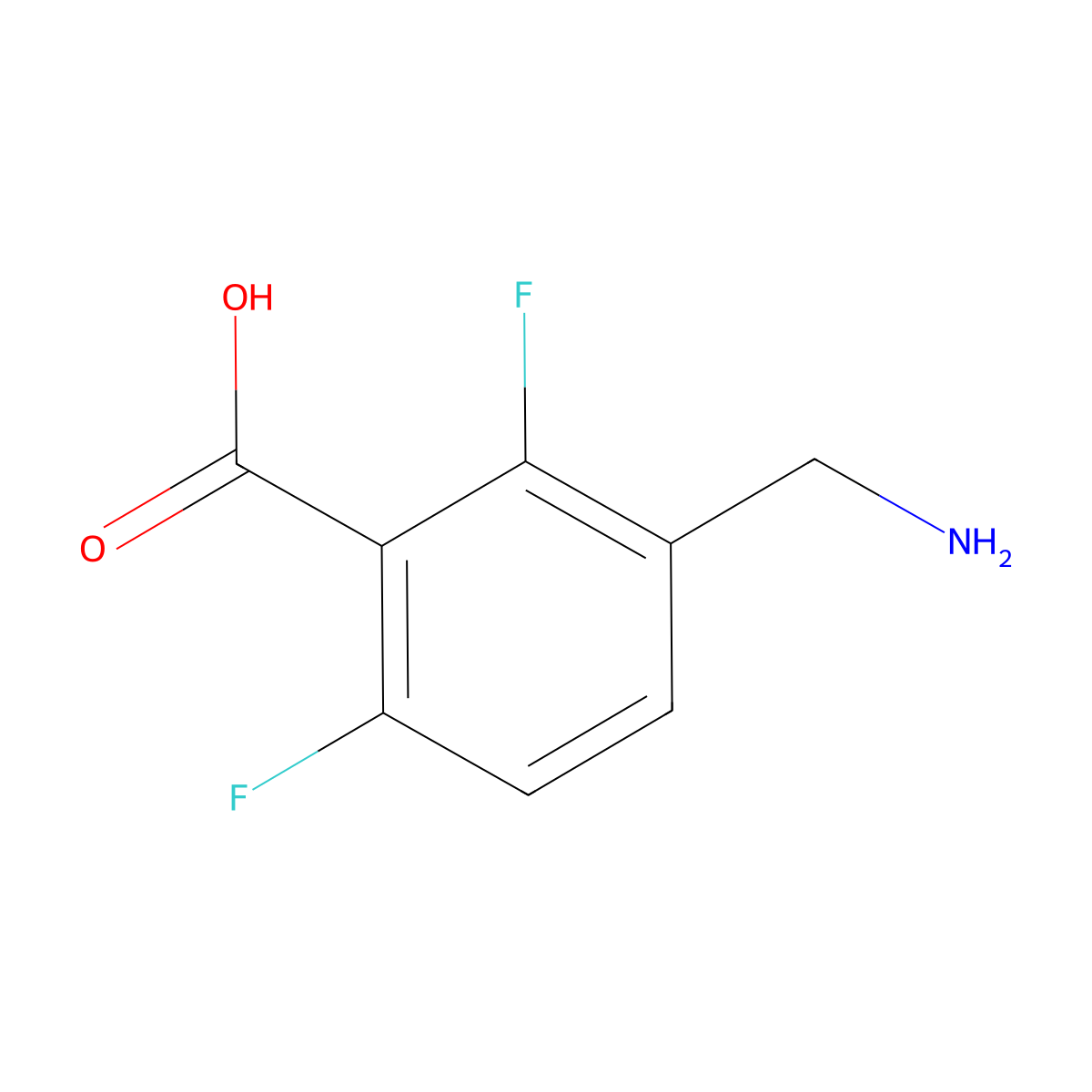 3-(Aminomethyl)-2,6-difluorobenzoic acid molecular structure, CAS 1294552-11-6