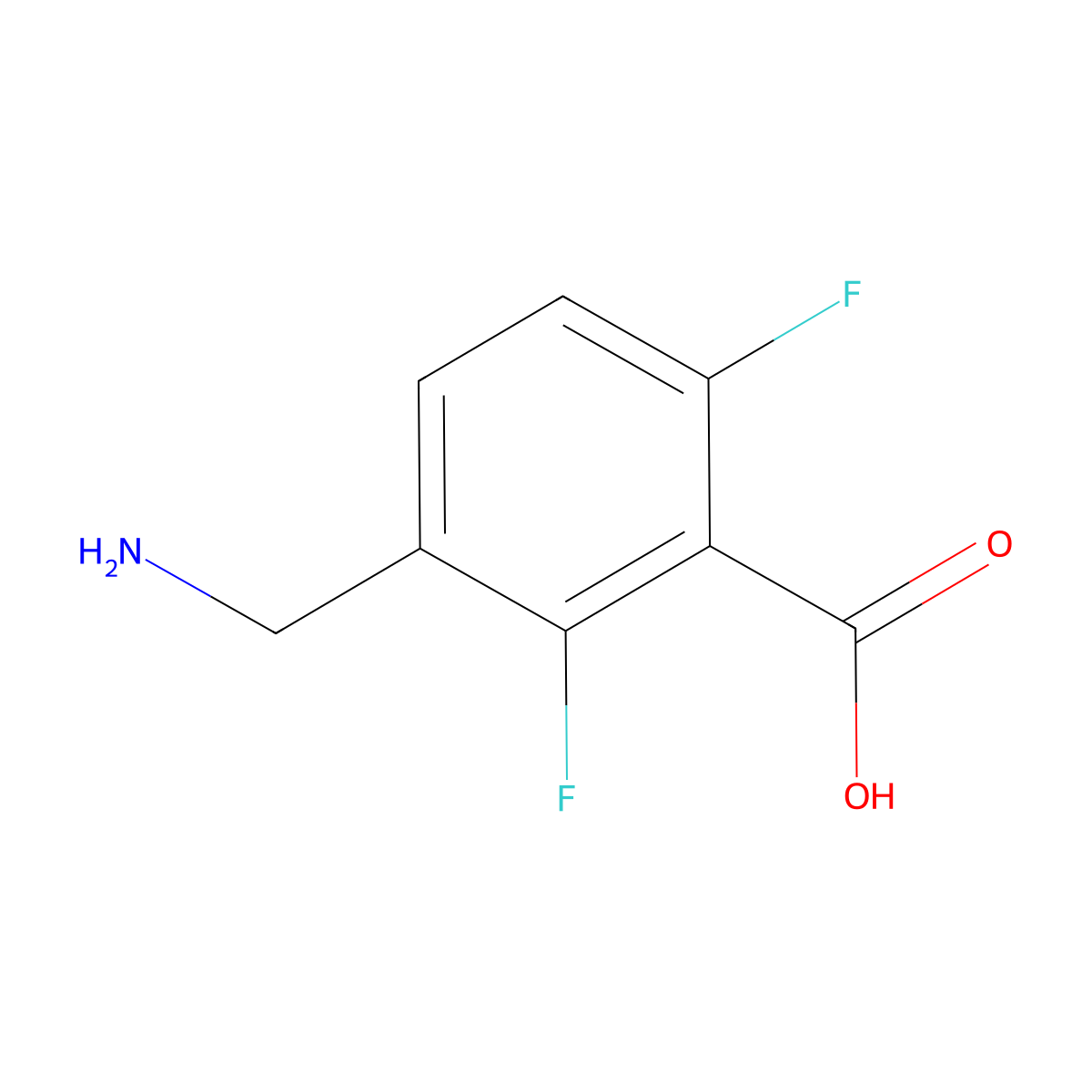 3-(Aminomethyl)-2,6-difluorobenzoic acid molecular structure, CAS 1294552-11-6