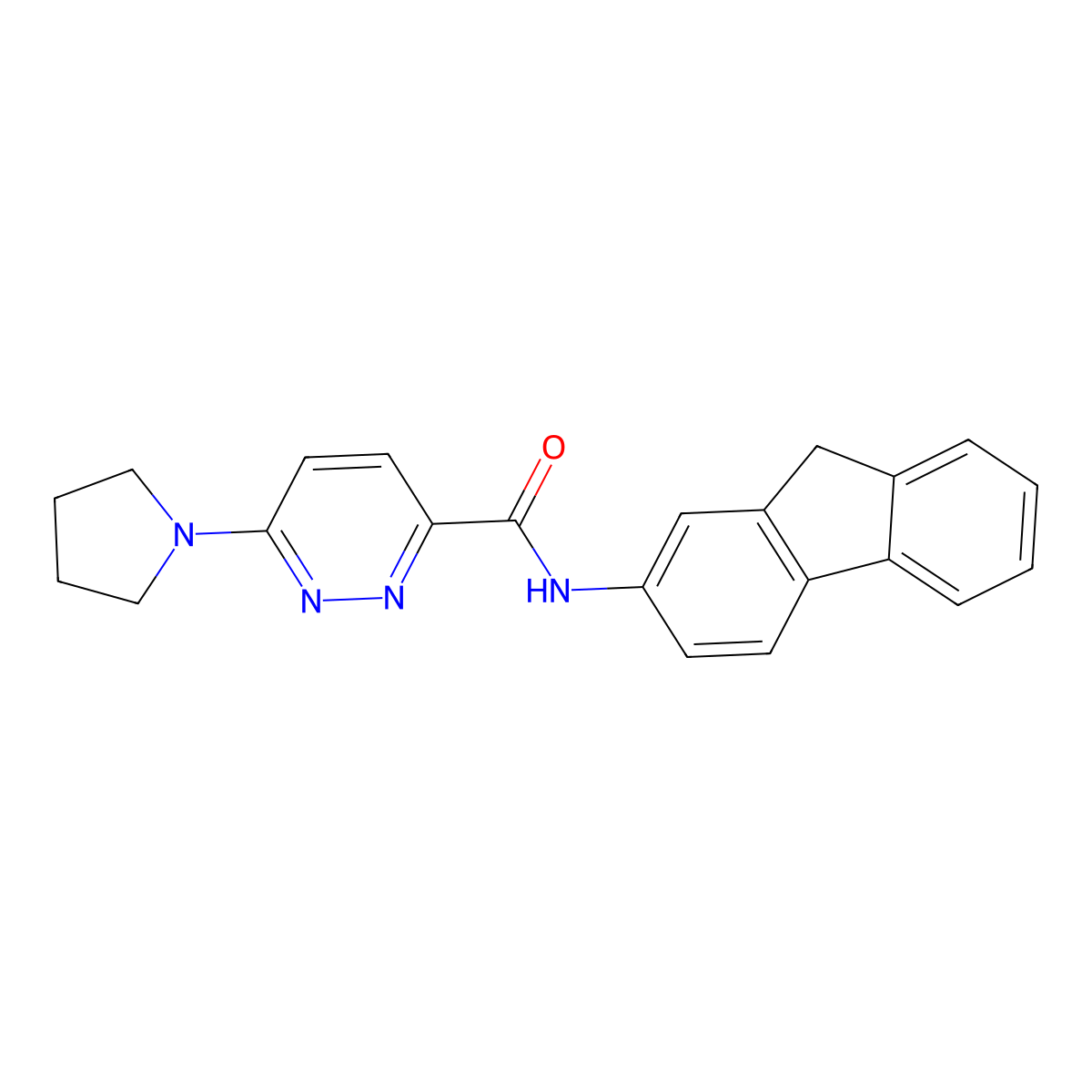 N-(9H-fluoren-2-yl)-6-(pyrrolidin-1-yl)pyridazine-3-carboxamide molecular structure, CAS 1294564-17-2