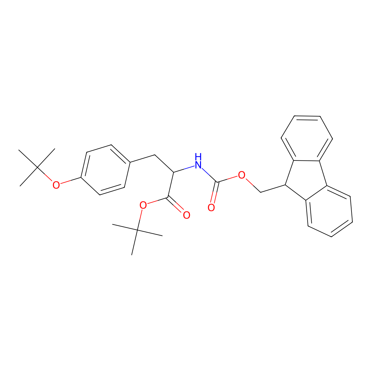 (S)-2-((((9H-Fluoren-9-YL)methoxycarbonyl)amino)-3-(4-(tert-butoxy)phenyl)propionic acid tert-butyl ester molecular structure, CAS 129460-19-1