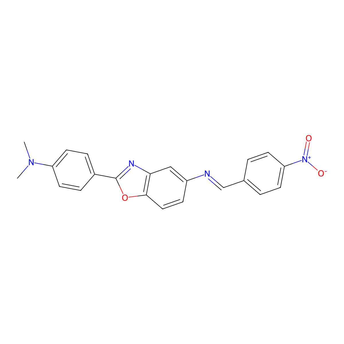 [2-(4-Dimethylamino-phenyl)-benzooxazol-5-yl]-(4-nitro-benzylidene)-amine molecular structure, CAS 129463-02-1