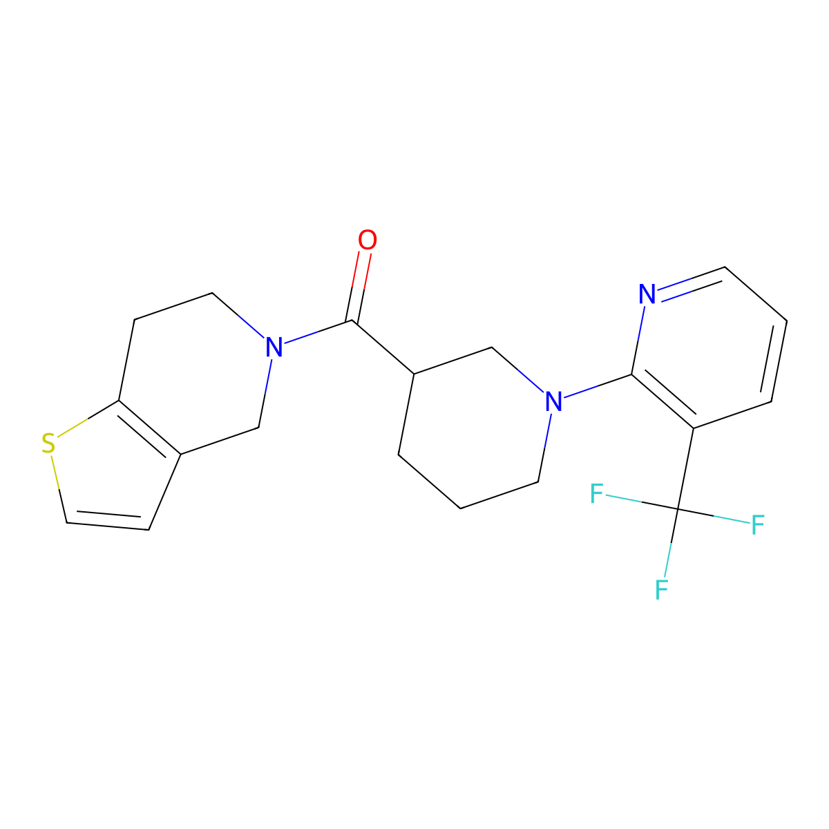 2-(3-{4H,5H,6H,7H-thieno[3,2-c]pyridine-5-carbonyl}piperidin-1-yl)-3-(trifluoromethyl)pyridine molecular structure, CAS 1294635-79-2