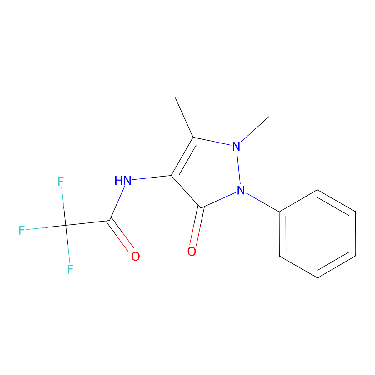 N-(2,3-Dimethyl-5-oxo-1-phenyl-2,5-dihydro-1H-pyrazol-4-yl)-2,2,2-trifluoroacetamide molecular structure, CAS 129476-61-5