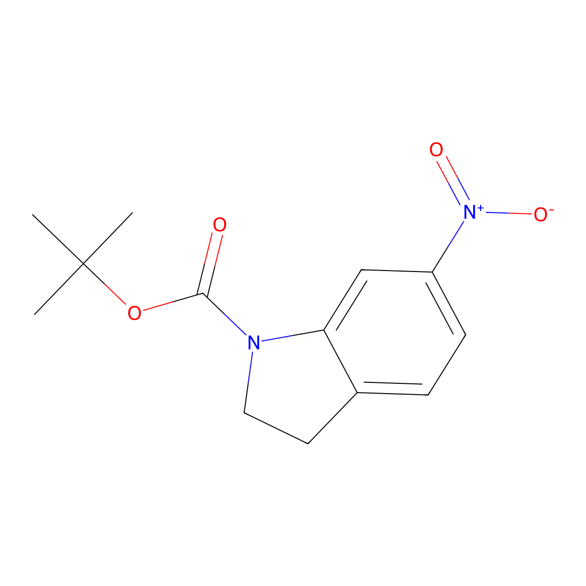Tert-butyl 6-nitroindoline-1-carboxylate molecular structure, CAS 129487-99-6