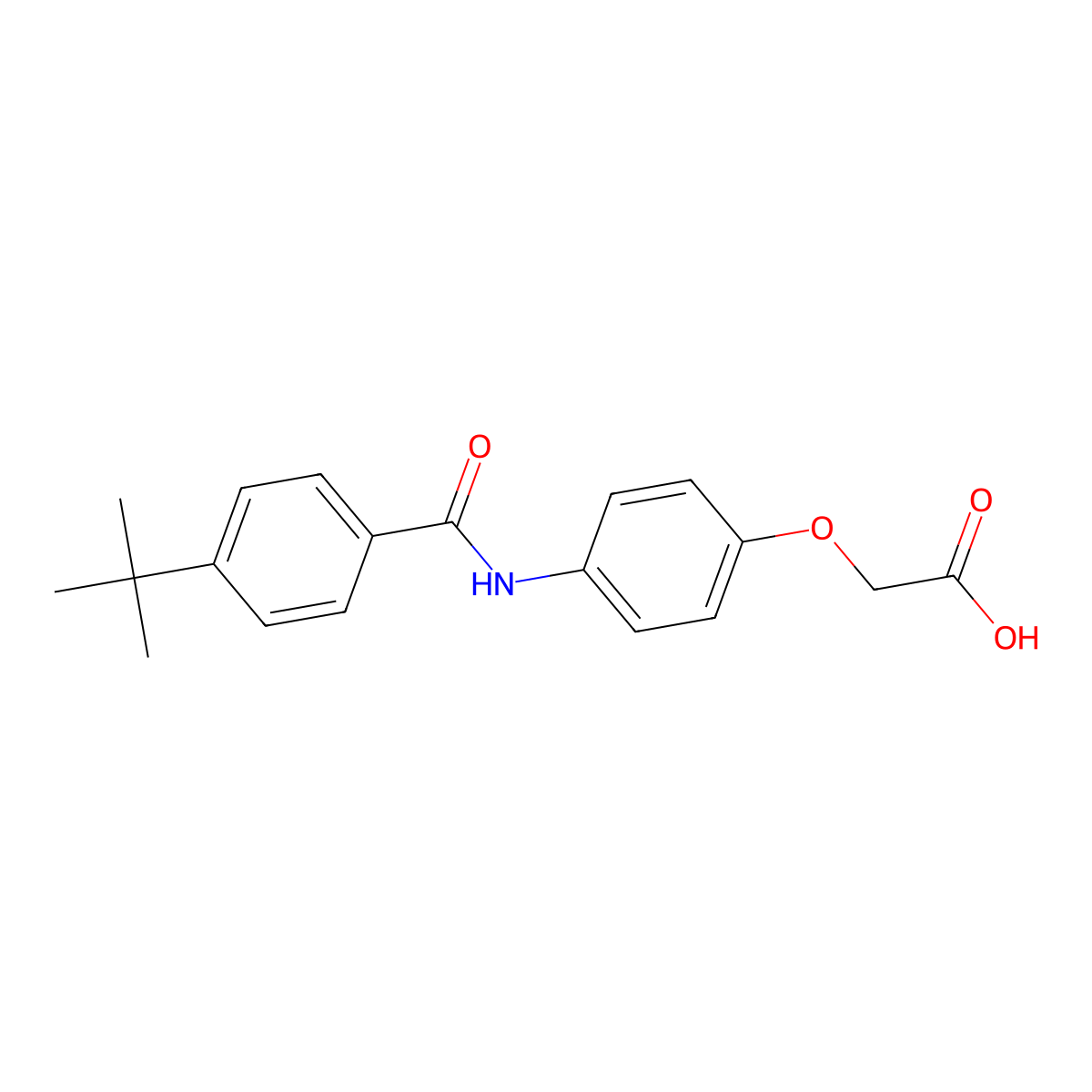 (4-{[(4-Tert-butylphenyl)carbonyl]amino}phenoxy)acetic acid molecular structure, CAS 129488-67-1